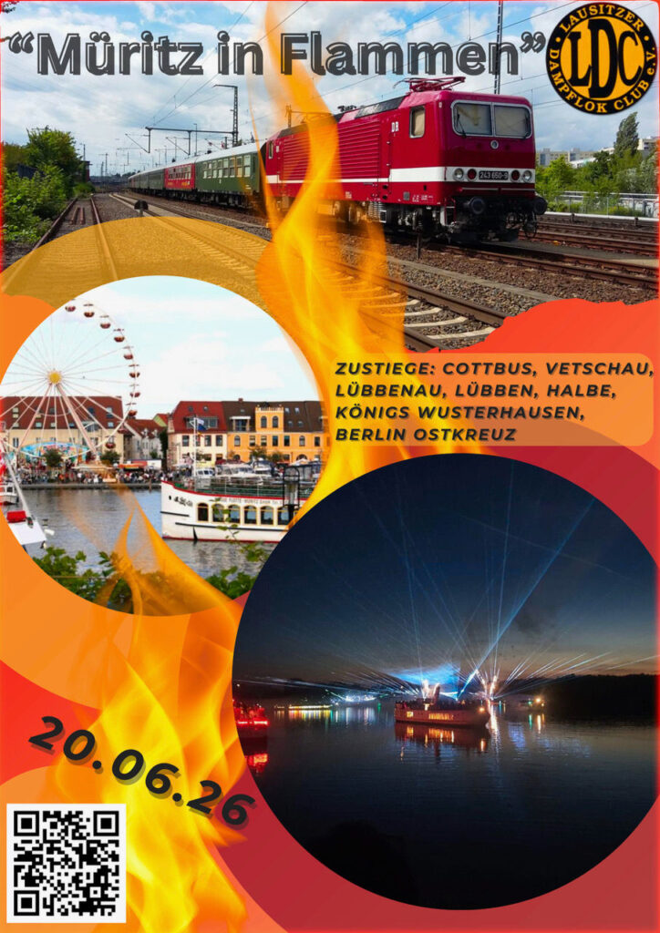 „Müritz in Flammen“ + Hafenbahn – DAS Seespektakel zum Mittsommerfest